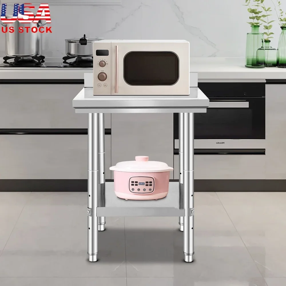 

Adjustable Stainless Steel Prep Table 24x24 Commercial Kitchen Work Table Durable Corrosion Resistant 330lbs Load Capacity