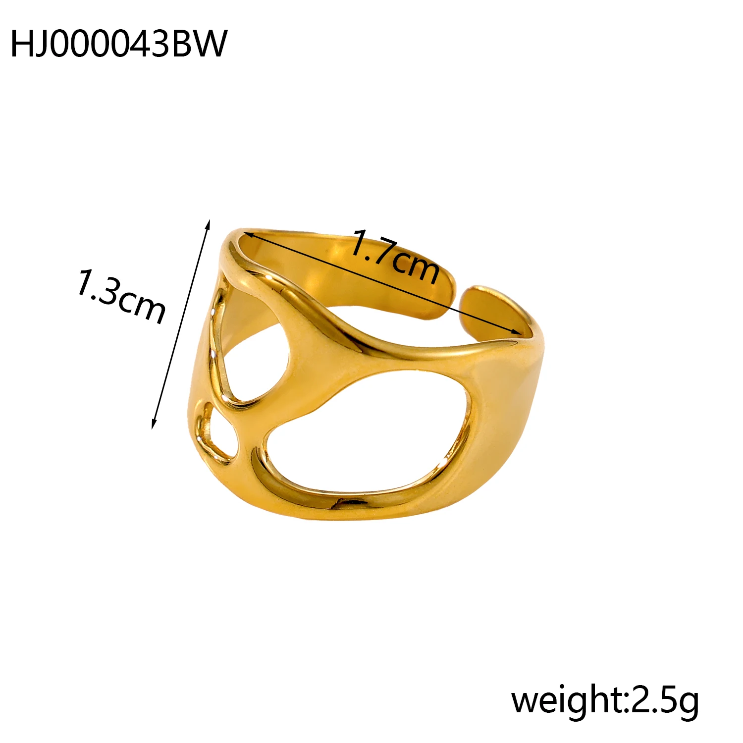 CARLIDANA New Stainless Steel Gold-Plated Open Women's Ring Fashion Boutique Sweet Cool Girl Jewelry Simple Retro Luxury image 5