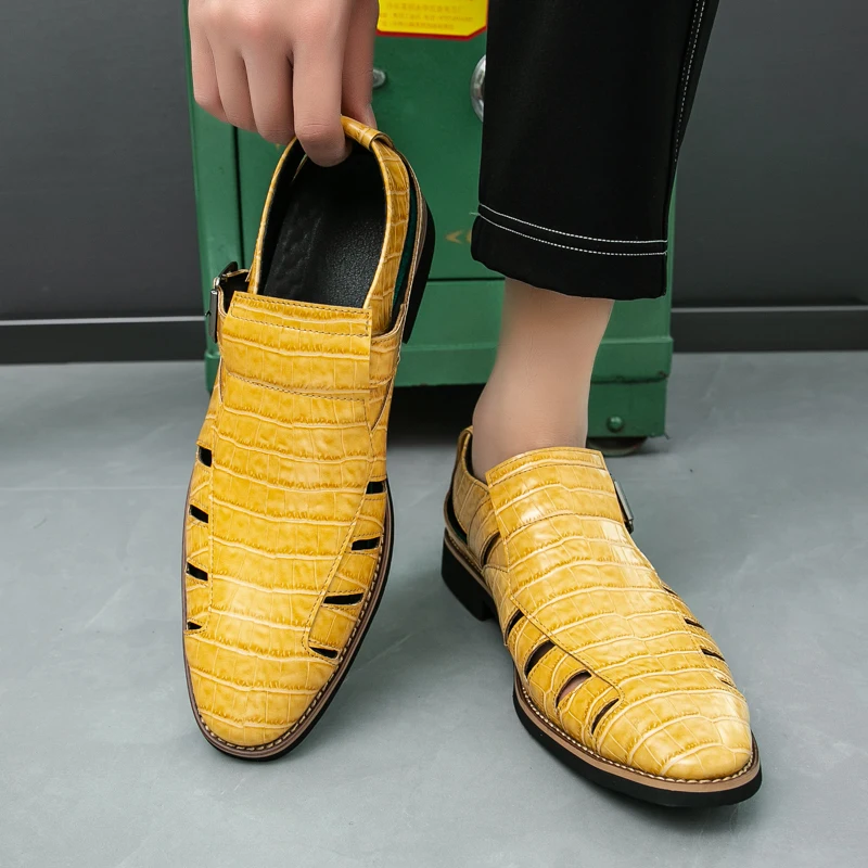 

Летние мужские деловые сандалии в стиле ретро, ​​мужские удобные повседневные дышащие универсальные модные сандалии, размер 38-46, мужские сандалии