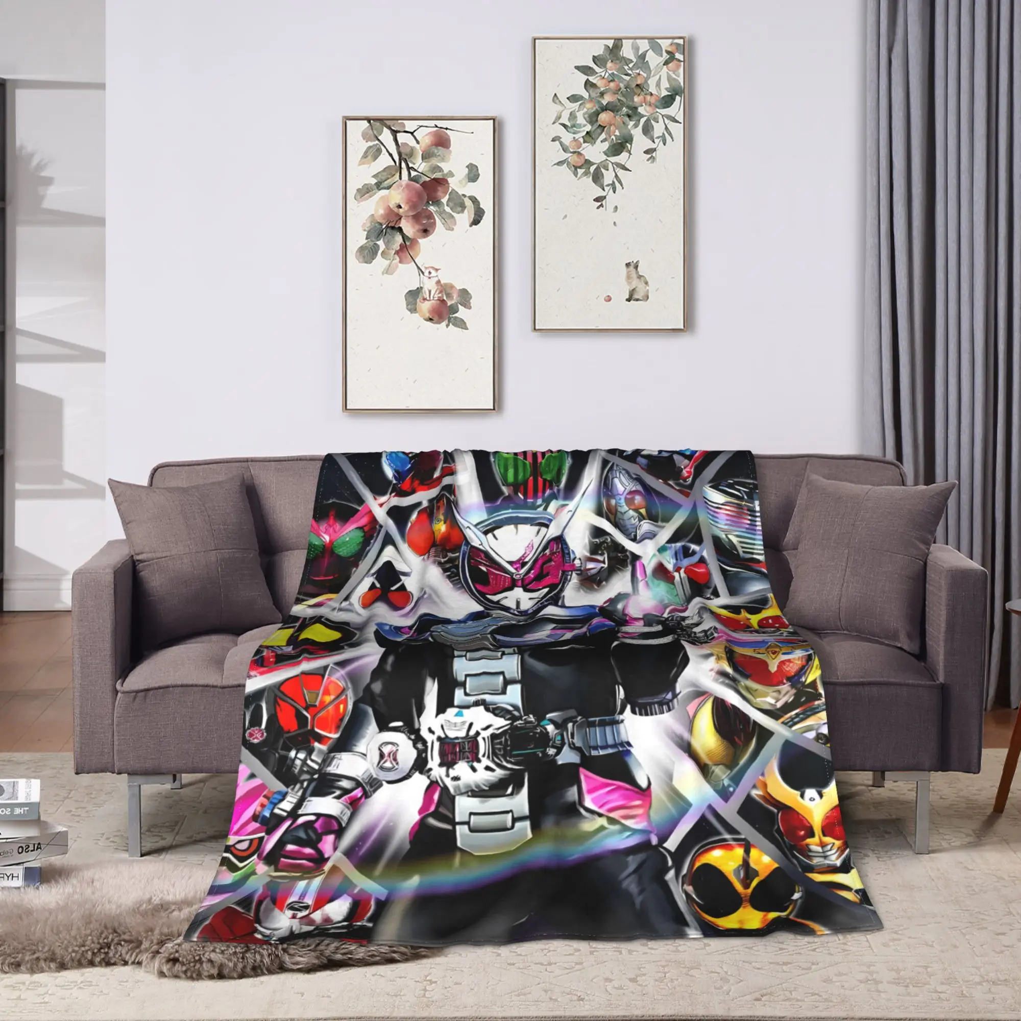 Multi Armor Collage Kamen Rider Anime Blanket  Picnic Flannel Bedding Throws For Home Decor Super Warm Quality Bedspread Gift