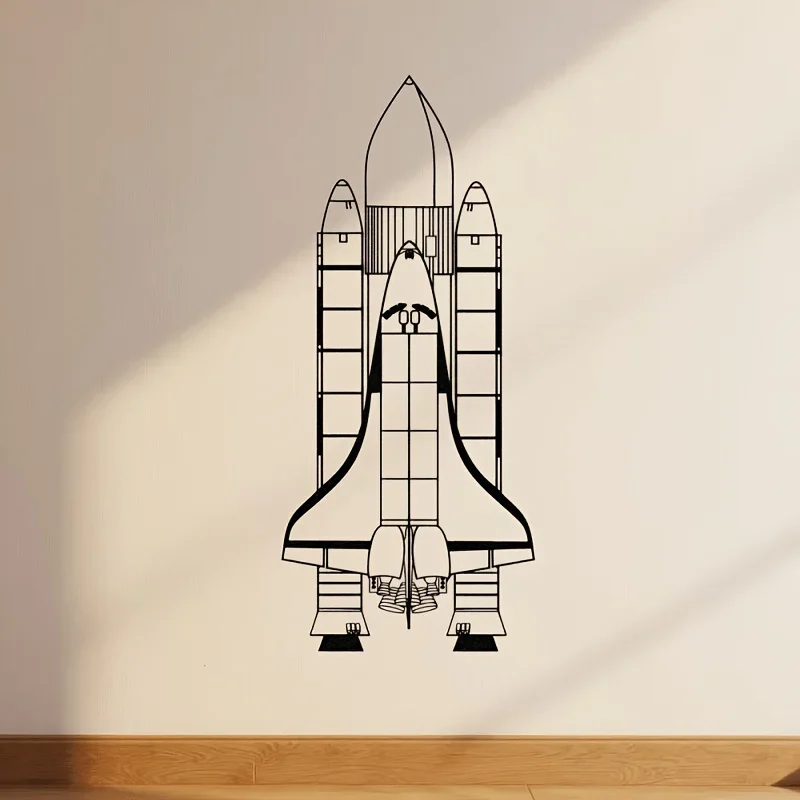 CIFbuy Metal Rocket Wall Art Space Science Decor Iron Wall Hanging for Bedroom Classroom Dorm Living Room Ornament Gift