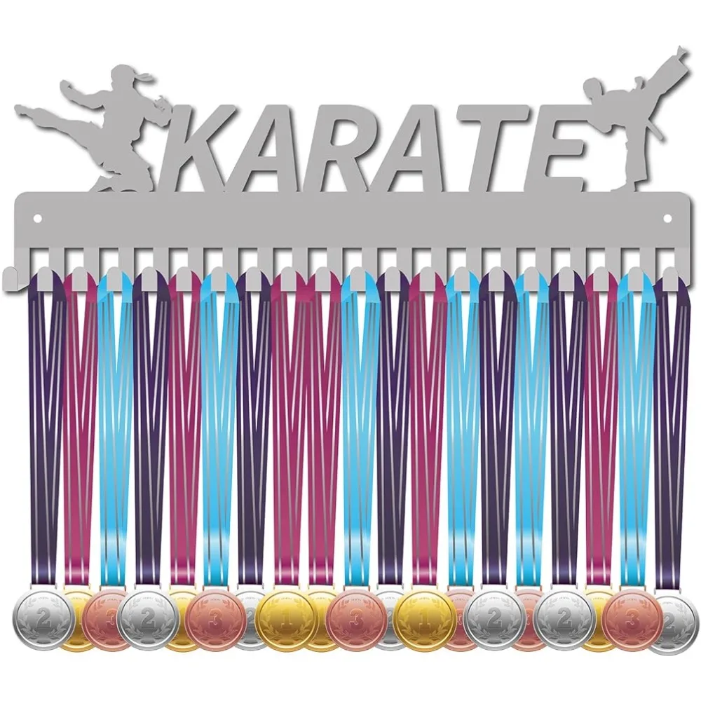 

Karate Medal Holder Athlete Sport Medals Display Stand Wall Mount Hanger Decor Holders for Home Badge Storage 20 Hooks Runners