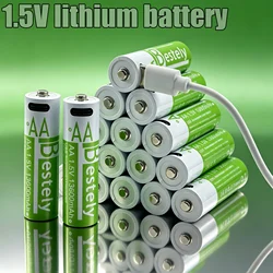 Hot AA rechargeable lithium battery 1.5V 13600mAh large capacity constant voltage USB fast charging controller mouse specific