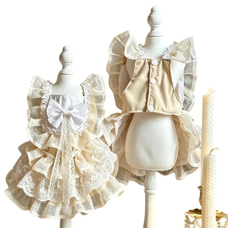

Pet Dog Cat Clothes Spring Summer Suspender Wedding Gown Ballet Dress for Small Breed Maltese Bichon
