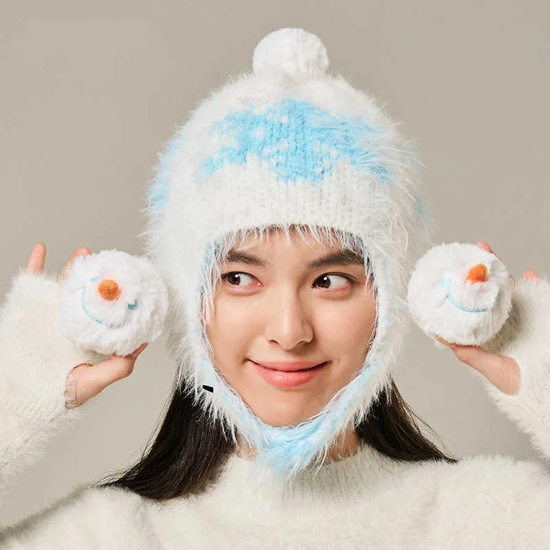 New Skullpanda Snow Hat Wishing Time To Series Trendy Accessories Knitted Hat Girl  Autumn/Winter Cold Protection Xams Gift