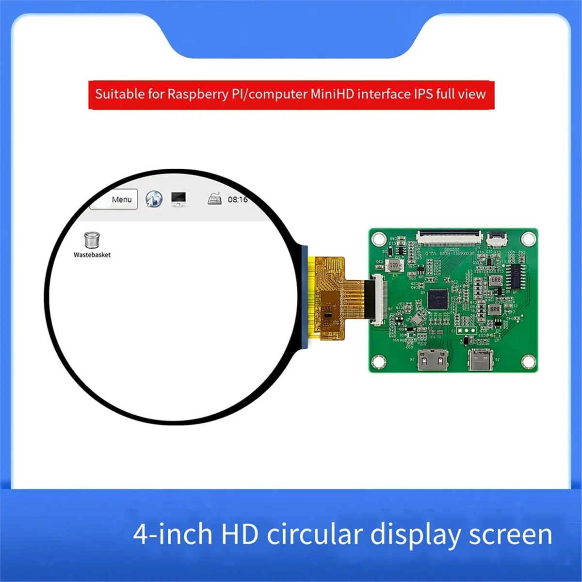 【TODAY-BUY】~@ 4 Inch 720x720 IPS TFT LCD Touch Screen HMI for Raspberry Pi with HDMI-Compatible Development Board Display Module
