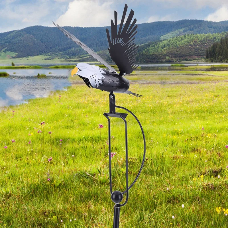 Wind Spinners For Yard And Garden Rocking Eagle Decorations, Outdoor Metal Windmills Lawn Ornaments Wind Sculptures, Easy To Use