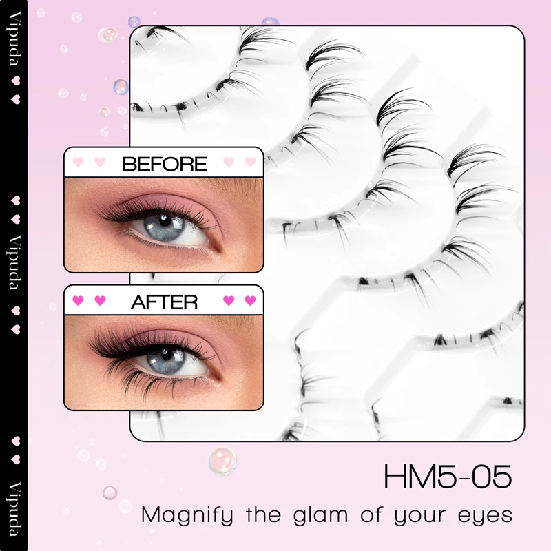 10 pares de cílios inferiores Pack sob os cílios macios cílios inferiores 100% Handmade Clear Band Manga Bottom Lashes Maquiagem Ferramentas