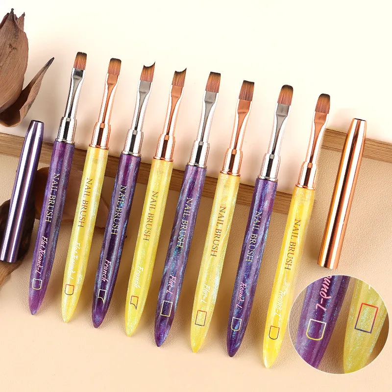 แปรงเจล 1/4 ชิ้น แบบวงรีและแบบแบน สำหรับทำเล็บเจลยูวี แปรงออกแบบมืออาชีพ สำหรับร้านทำเล็บและทำเองที่บ้าน