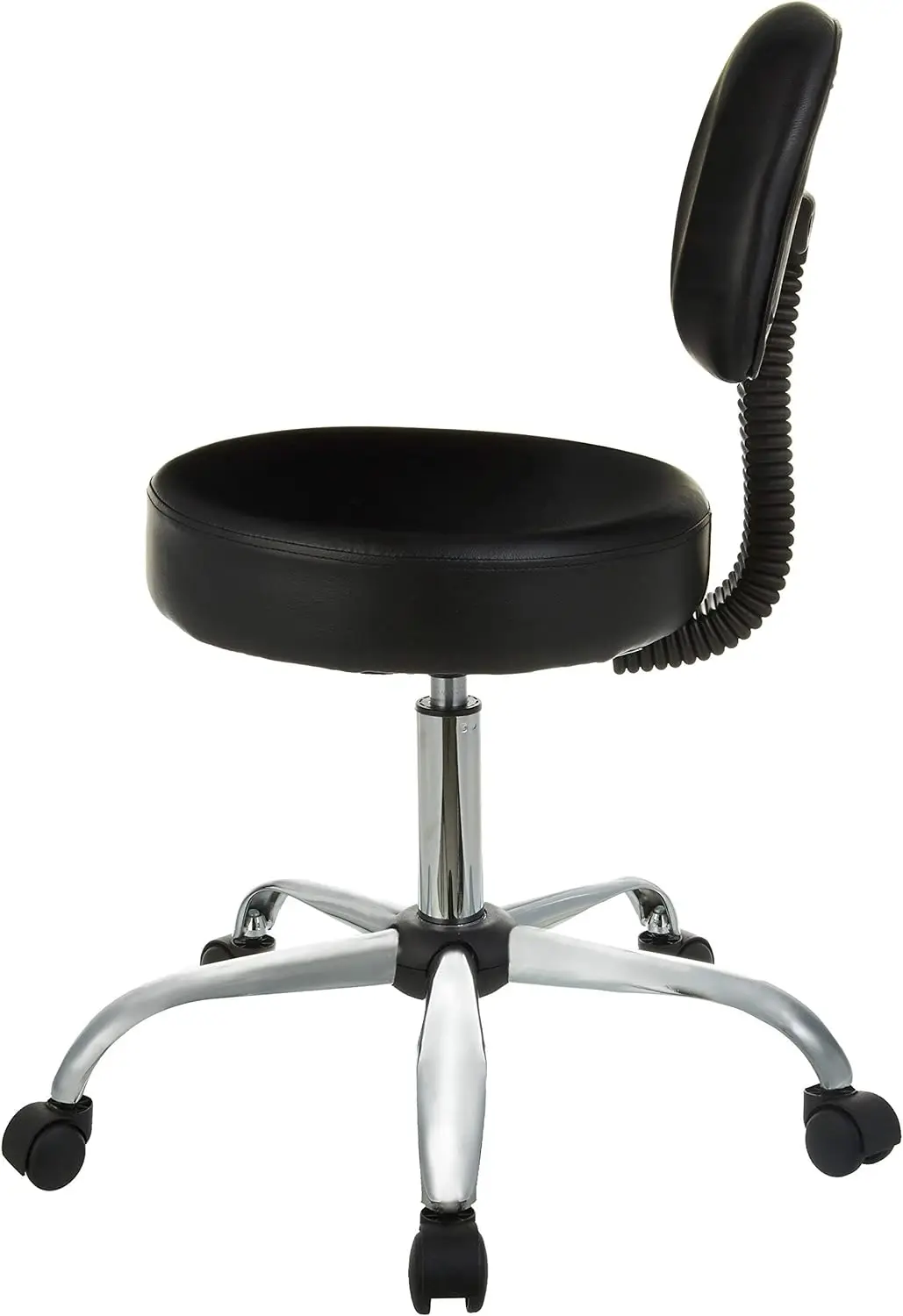 Multi-purpose elaboração Spa Bar Stool com almofada traseira e rodas, preto
