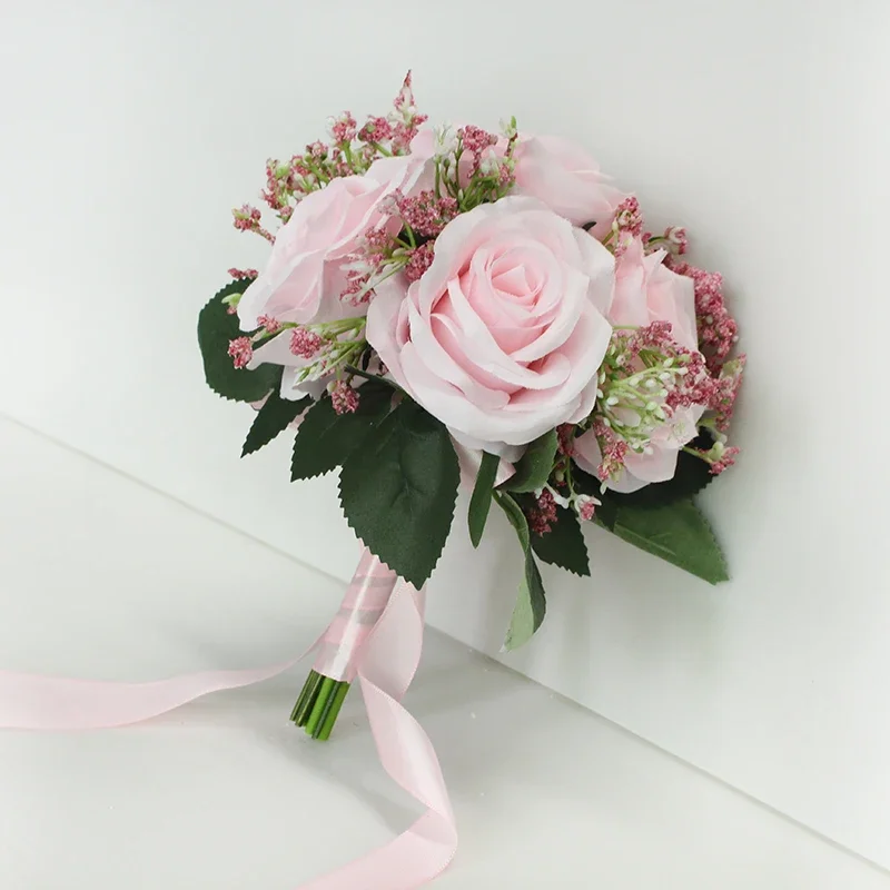 Meldel Braut Rosenstrauß Hochzeitszubehör Brautjungfer Rose Babysbreath Blumenstrauß Blumenarrangement DIY Home Party Abschlussball Dekoration