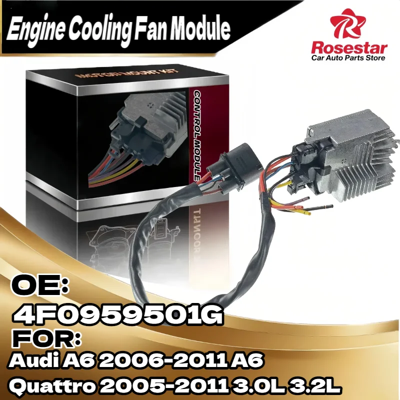 

Radiator Control Fan Module for Audi A6 2006-2011 Audi A6 Quattro 2005-2011 3.0L 3.2L, Replaces 4F0959501G 4F0959501A 4F0959501