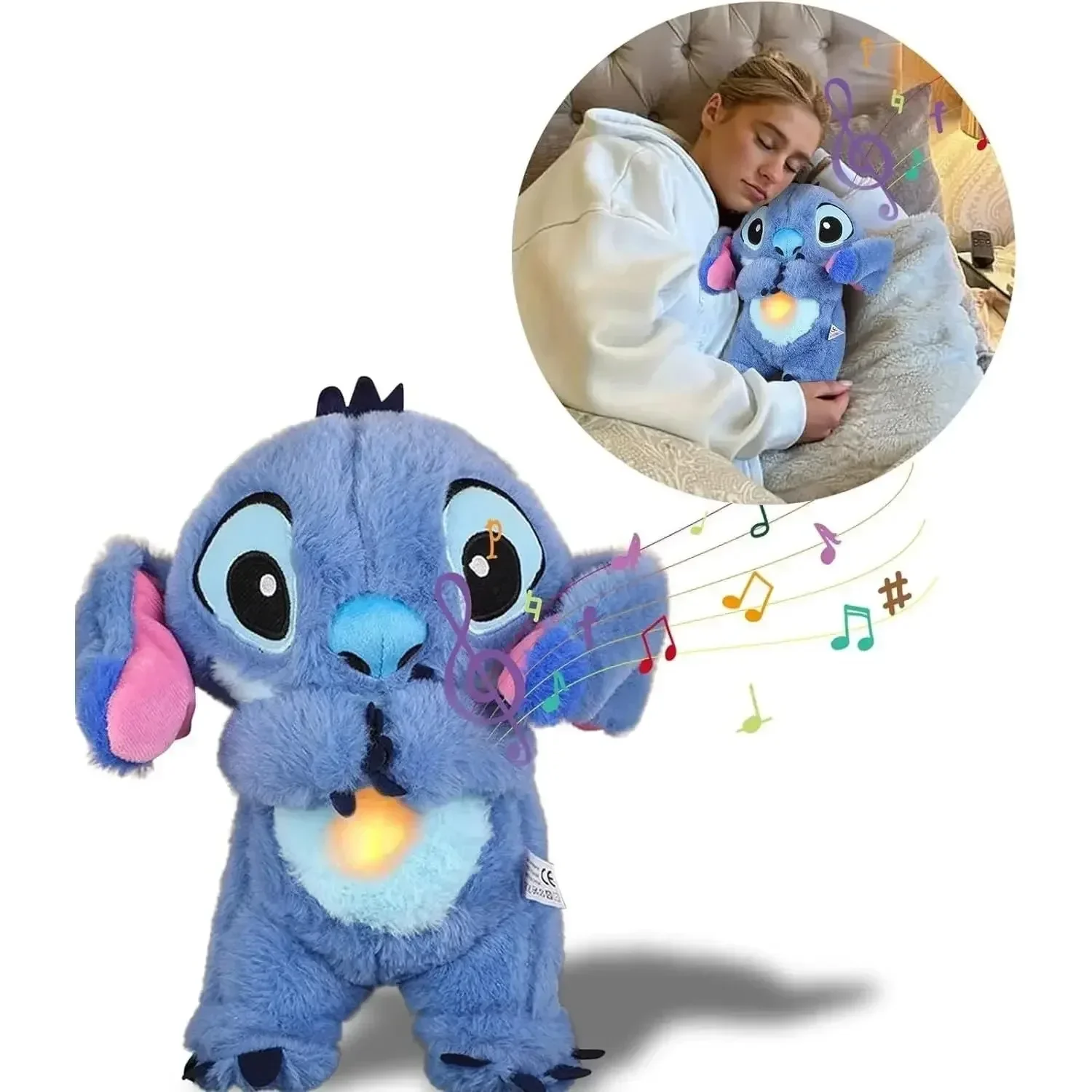 Neue Stich Plüsch Puppe Atem Kind Peluche Lilo & Stitch Kawaii Beruhigt Spielzeug Anime Baby Musik Licht Schlaf Spielzeug Modell kind Geschenk