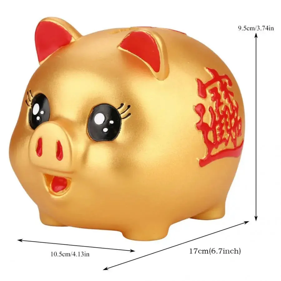 Golden Piggy Bank Plastic Money Saving Box, Decoração de casa bonito, Money Saving Case, Piggy Bank, 1Pc