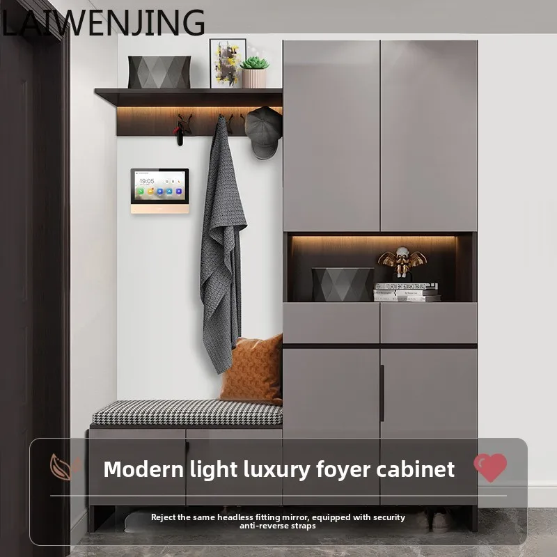 

SGF light luxury shoe cabinet, integrated entrance cabinet against the wall with mirror, large capacity