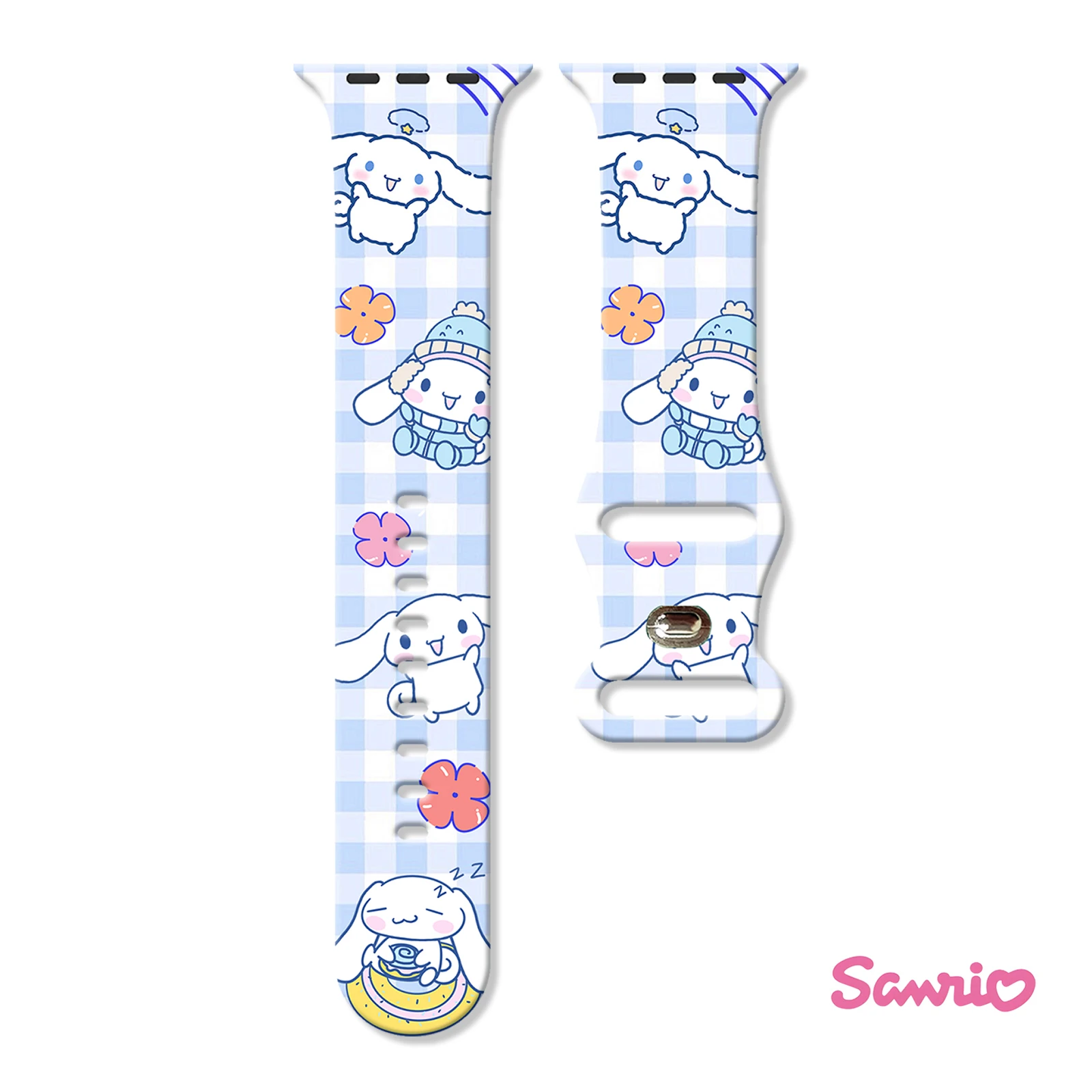 

Sanrio Adorably Cute Cinnamoroll Print Strap for Apple Watch 11/10/9/8/7/SE, Soft Silicone Replacement Band 46mm/45mm/44mm/42mm