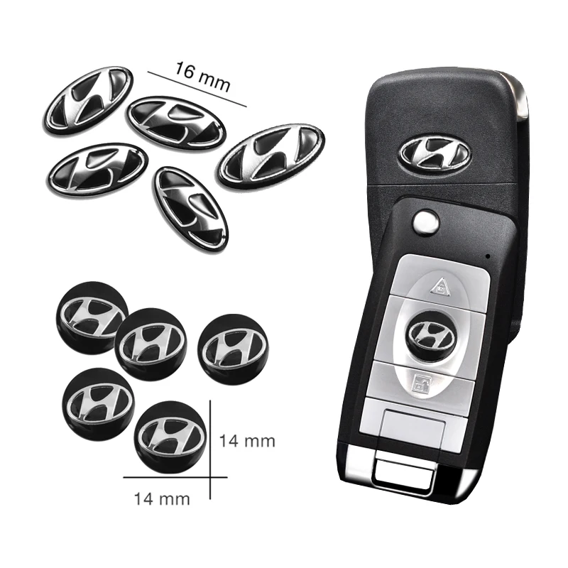 14/16mm Car Key Stickers Rubber Decorative Paster For Hyundai I30 I20 I10 Venue Veloster Tucson Accent Getz I40 IX35 Accessories