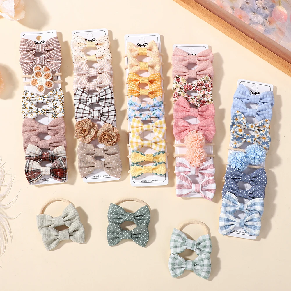 20pcs Kids Girls Hairbands Bows Elastic Rubber Band Hair Rope Gum Flower Mini Plush Ball Scrunchies Children Hair Accessories GI