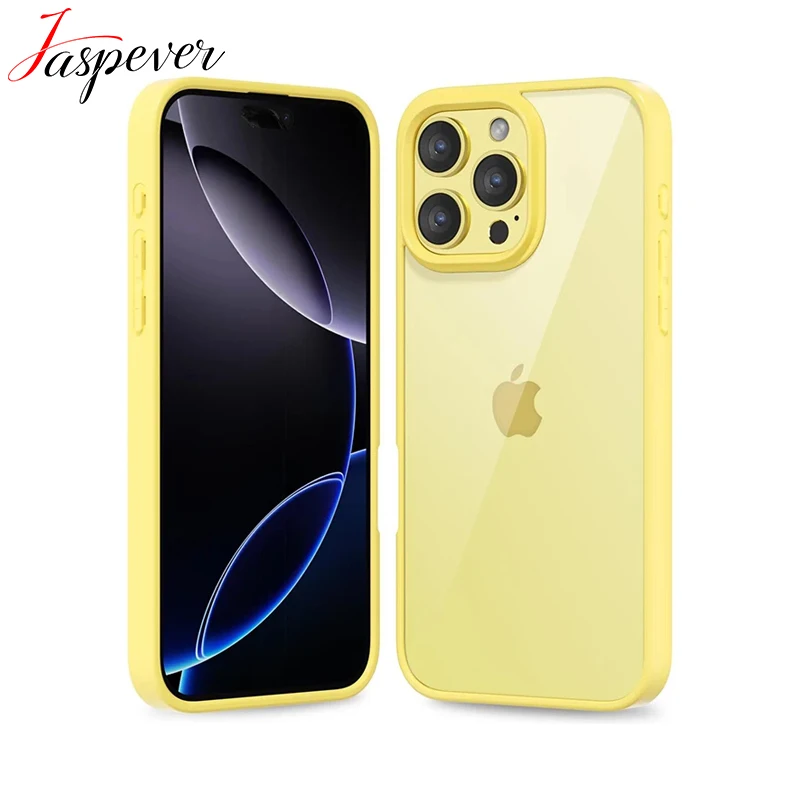 Funda Protectora Híbrida Rígida para iPhone 16E 16 15 14 13 12 11 Pro Max, Funda de Silicona Suave Transparente Color Caramelo para iPhone 16 15 Plus