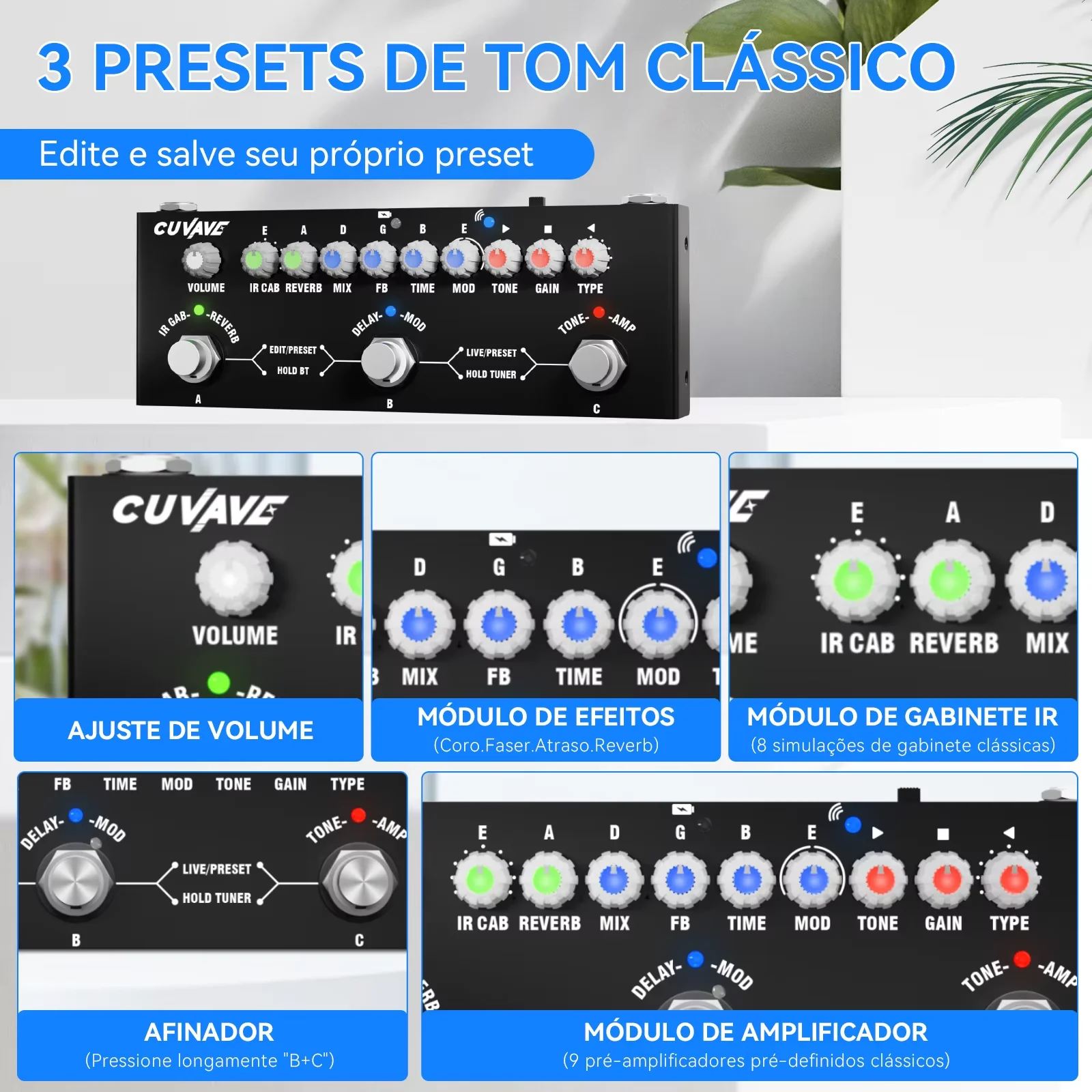 CUVAVE CUBE BABY جيتار كهربائي محمول متعدد الوظائف تأثير مدمج دواسة تشغيل الموسيقى اللاسلكية تسجيل الهاتف الصوت