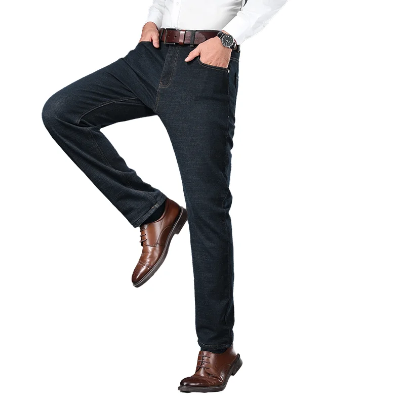

Men's Fashion Jeans Spring Autumn Cotton Blend Business Casual Straight Trousers Versatile for Streetwear Home Office Wear