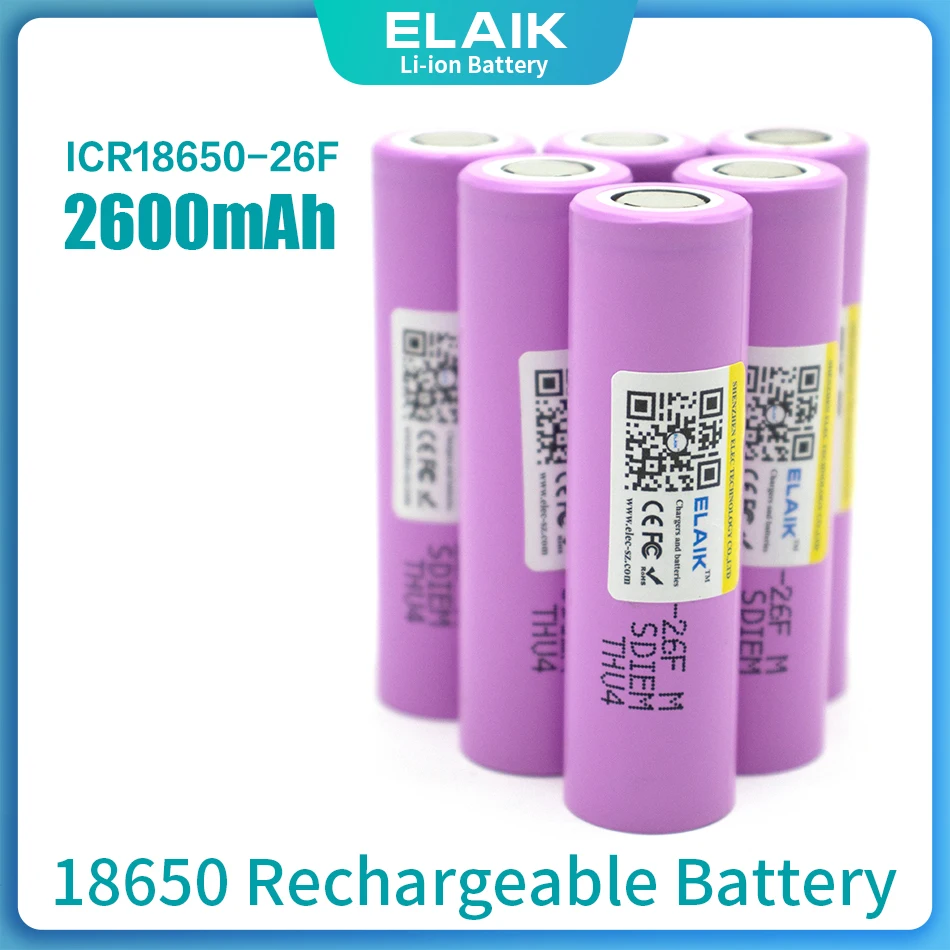 ICR18650 New Original 2600mAh 3.7V 18650 26F Batteries Rechargeable Li-ion Battery For Flashlight