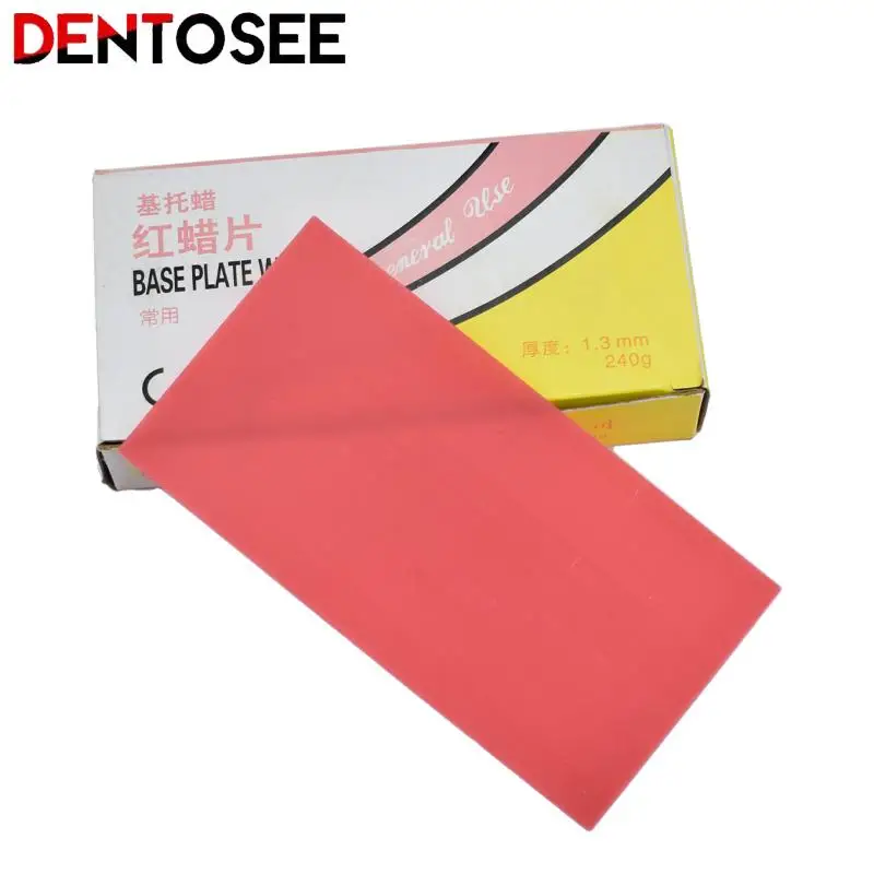 Dental Base Plate Soft & Hard Red Dental Wax Sheets Dentist Auxiliary Material Thickness 1.3Mm for False Teeth