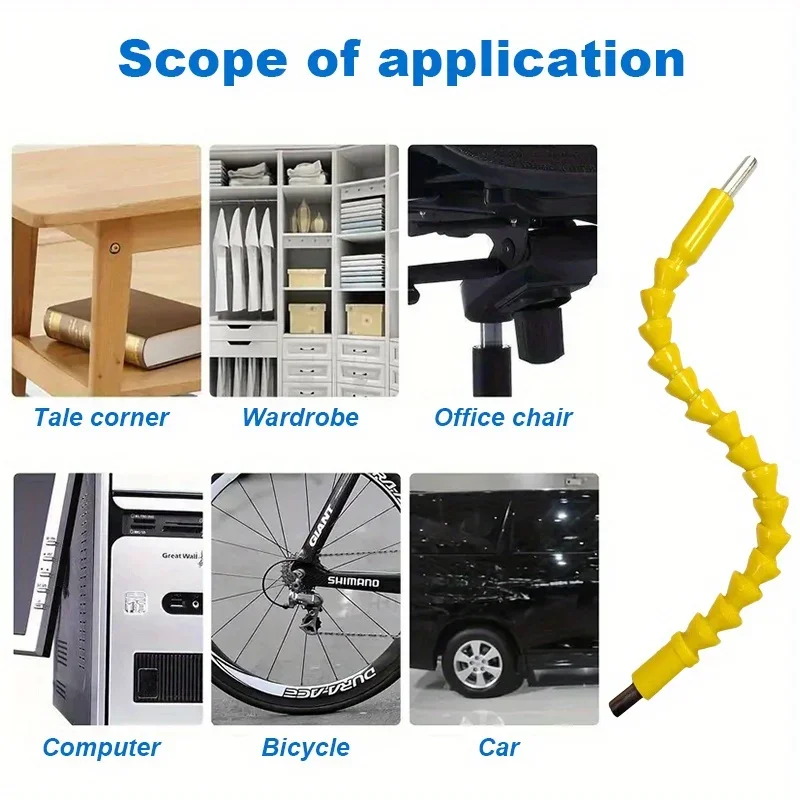Set di 12 punte per albero di prolunga flessibile e cacciavite, testa esagonale da 1/4", punta dell'albero di trasmissione per il miglioramento della casa, ecc.