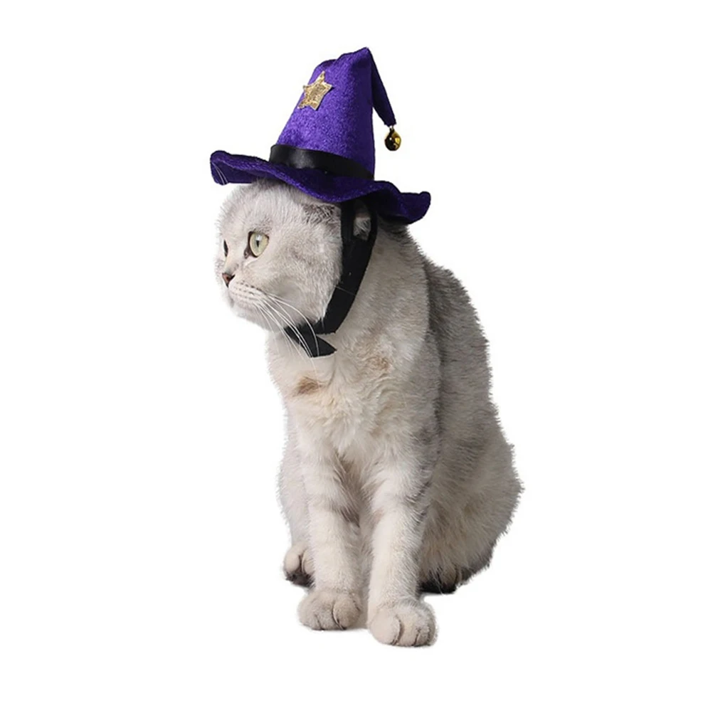 

Pets Witch Hat Halloween Costume Decoration Lightweight Durable Party Headwear For Dogs Cosplay Show Purple Flocking