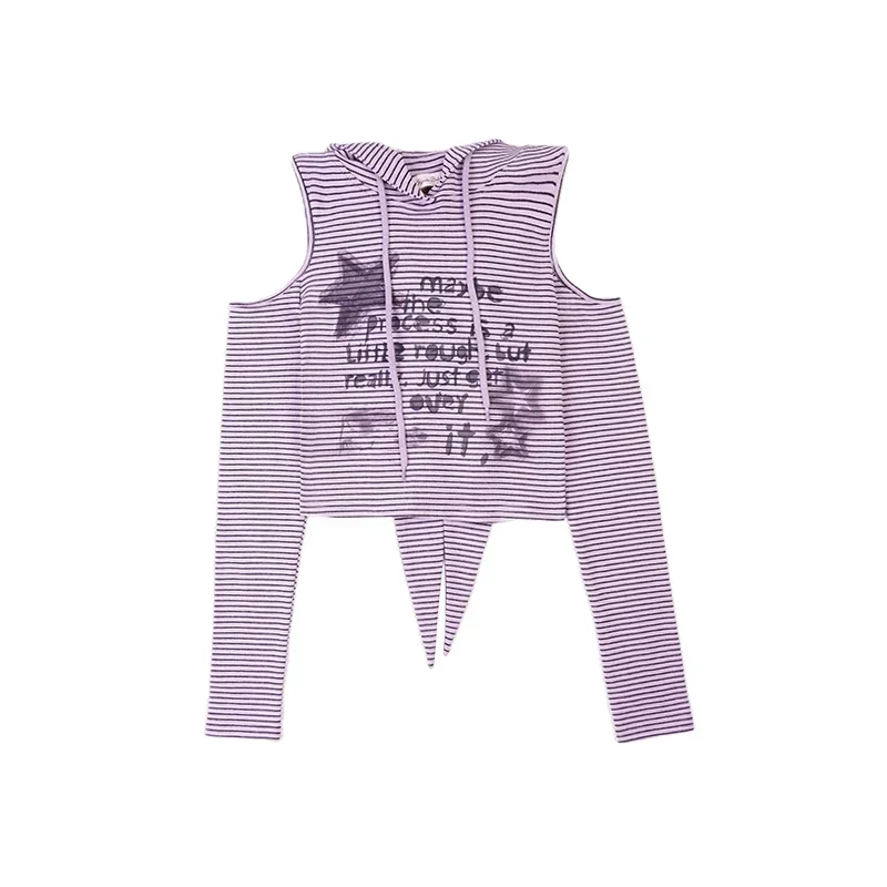 

Ruibbit New Arrival Japanese Harajuku Rabbit Ear Purple Cute Girl Autumn Long Sleeved Striped Tops Y2k Top Sweatshirt Hoodie