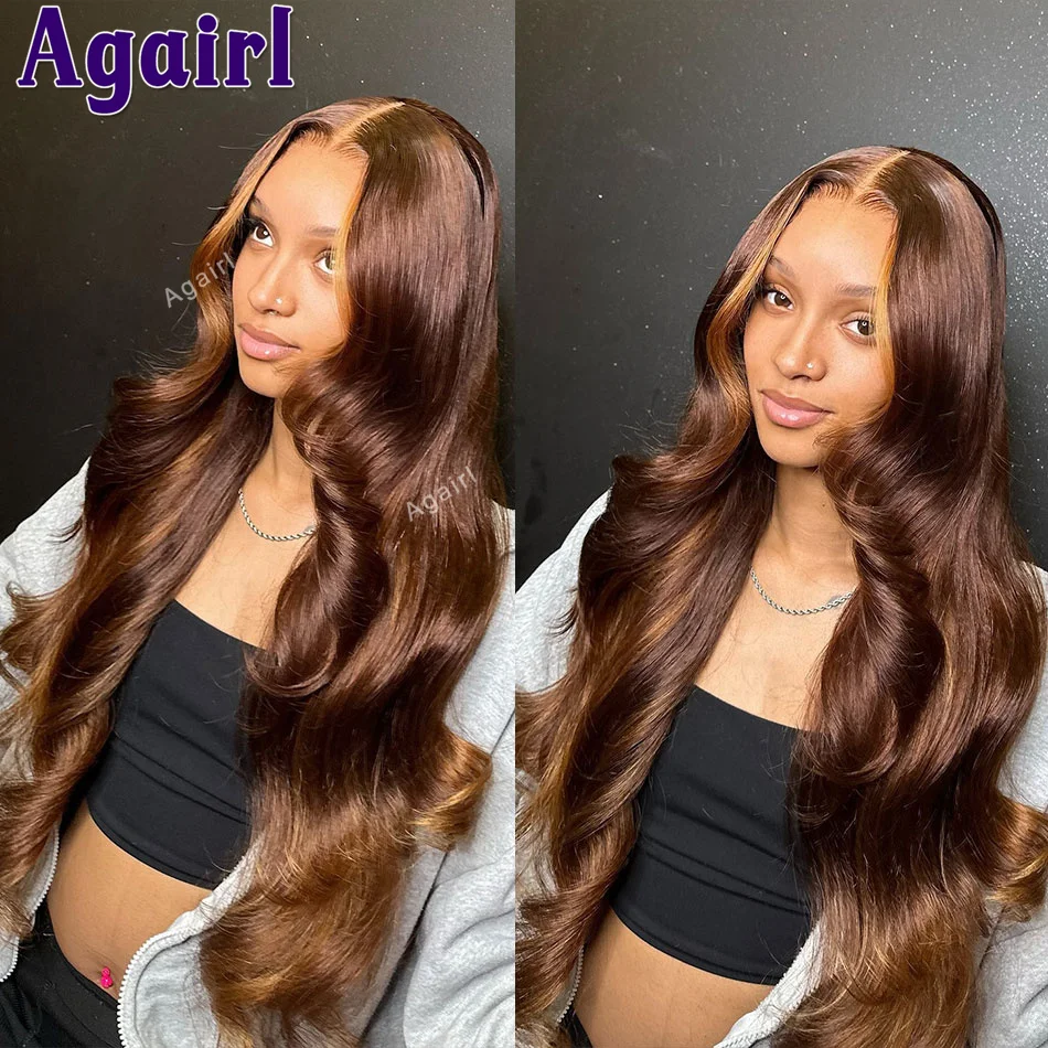 

Chocolate Brown Colored 200% Body Wave13x4 13x6 Lace Frontal Wigs Human Hair Pre Plucked Glueless Peruvian 5x5 Closure Lace Wigs
