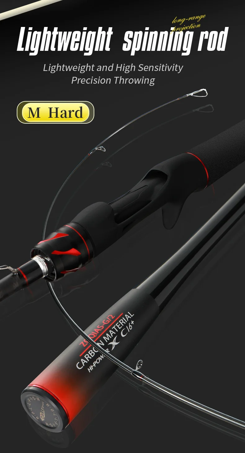 ROLLFISH Power M Spinning Casting Carbon Faser Köder Angelrute 1,8-2,7 M Süßwasser Salzwasser Bass Angelrute Schnelle wirkung – Detail 2