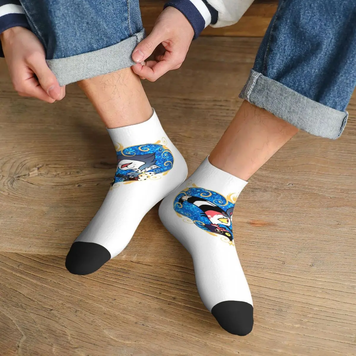 

Helluva Boss Stolas And Blitzo Heart Frame Socks Harajuku Super Soft Stockings All Season Socks Accessories for Unisex Gifts