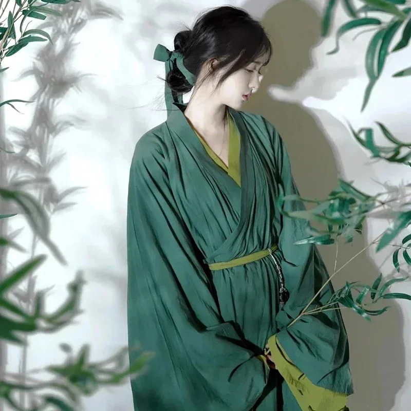 

CyGreen женский прямой костюм ханьфу в китайском стиле, древняя широкая длинная свободная юбка феи с большими рукавами, элегантная для медитации