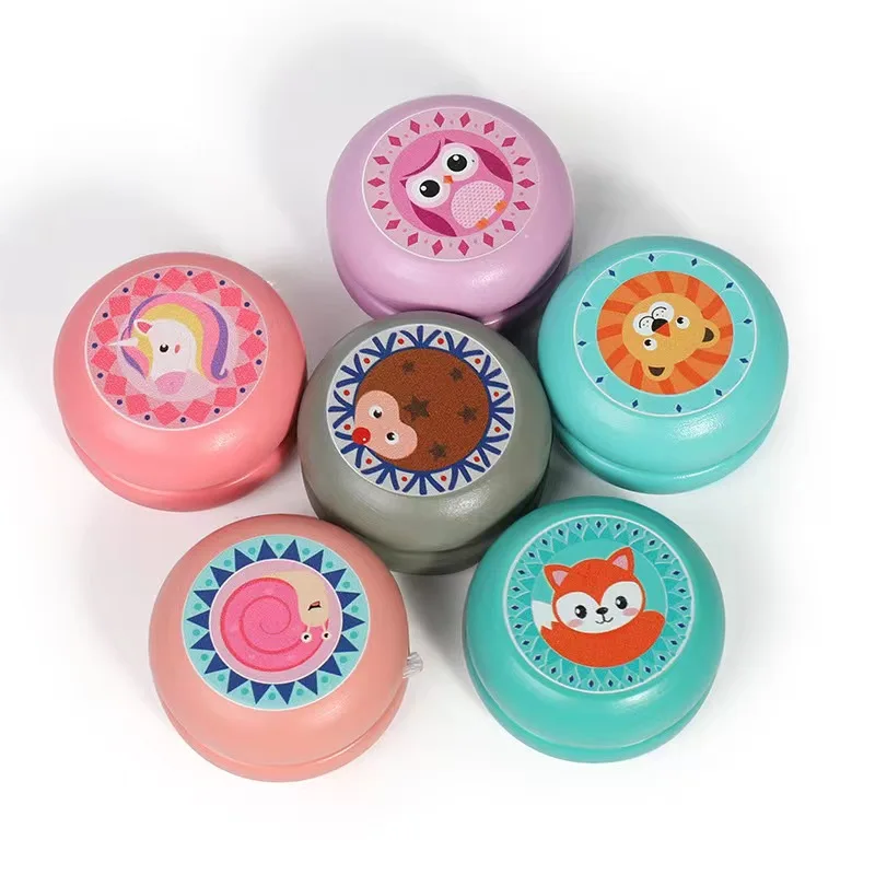 Children Yoyo Ball Cute Animal Prints Wooden Yoyo Toys Fox Owl Hedgehog Snails Toys Kids Yo-Yo Creative Yo Yo Toys For Fun