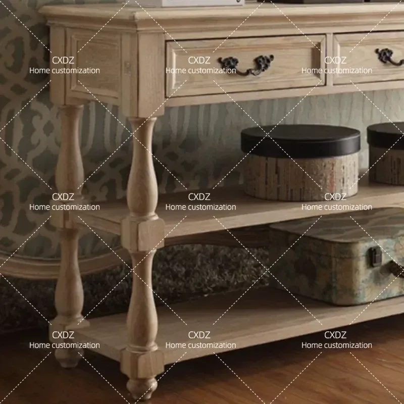 Rustic Solid Wood Entryway Table Modern Foyer Storage Cabinet Decorative Console for Hallway Living Room Home Organization