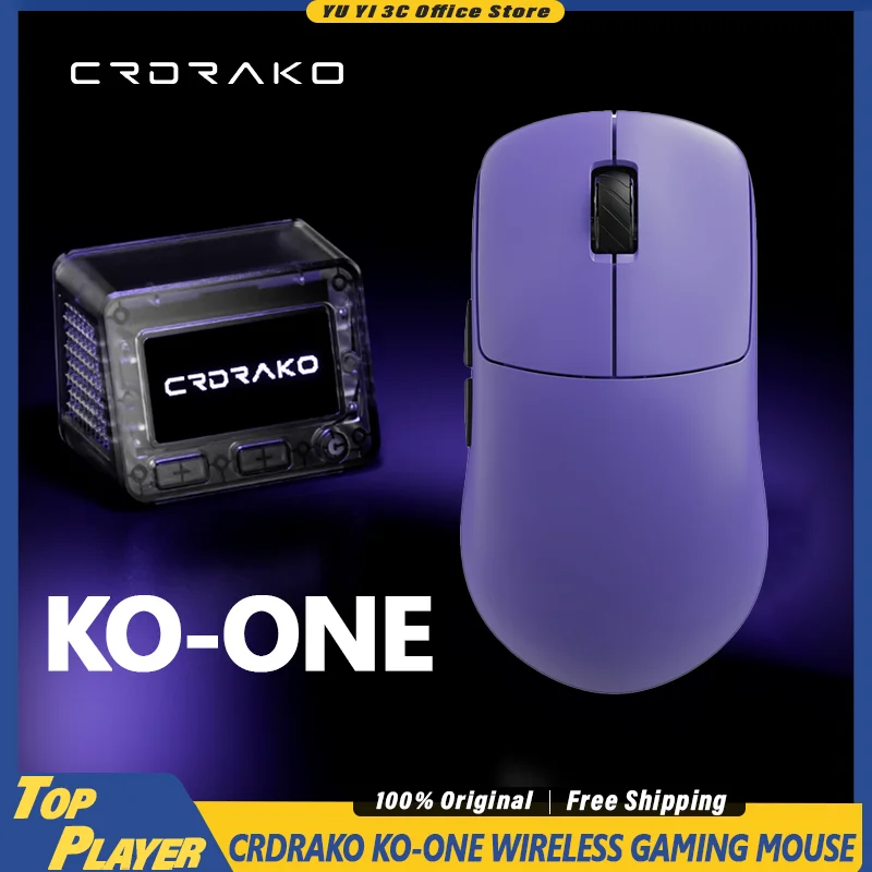 Mouse Gamer Sem Fio CRDRAKO KO-ONE com Sensor PAW3950, Dual Nordic54H20, Taxa de Polling de 8k, Dongle de Exibição para Console 8K 20000FPS
