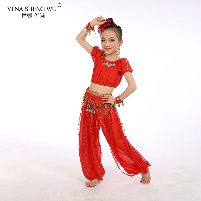 Eleganckie ręcznie robione dzieci dziewczyna piękne kostiumy do tańca brzucha dzieci 2/3/5 sztuk zestaw taniec brzucha egipt Bellydance ubrania najlepsze spodnie