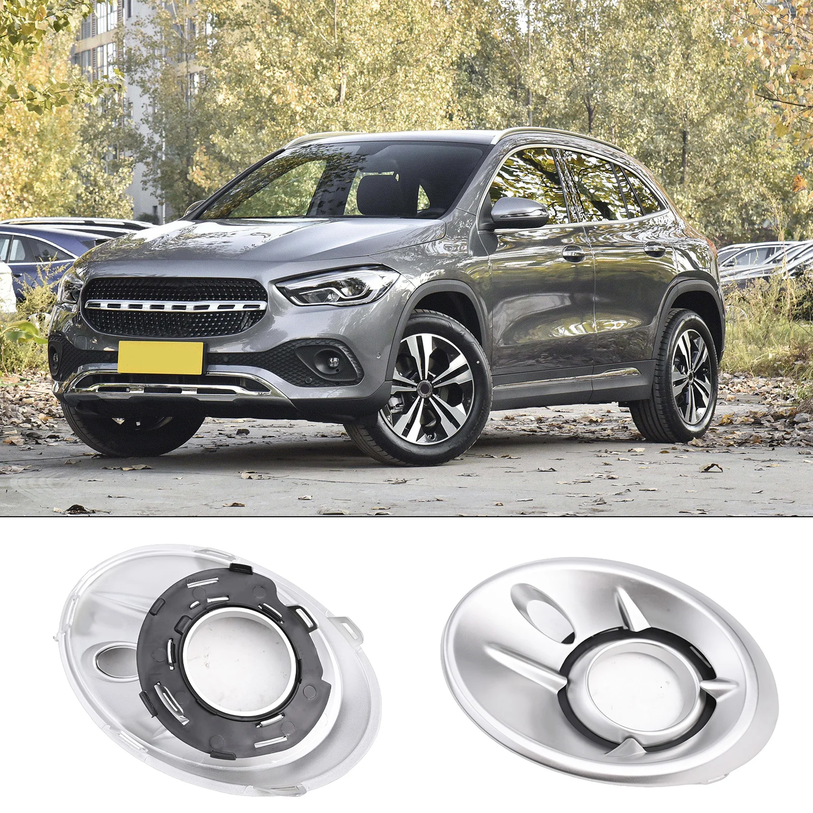 GLA X156 2018-2020 Cover Colour Silver GLA X156 Fog Light Cover Anti-corrosion Replacement Installation Wear-resistant