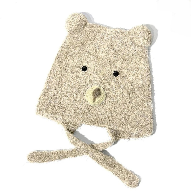 Lovely Bear Plush Hat Soft Warm Hat Adjustable Winter Hat Fashion Accessory for Adults and Kids