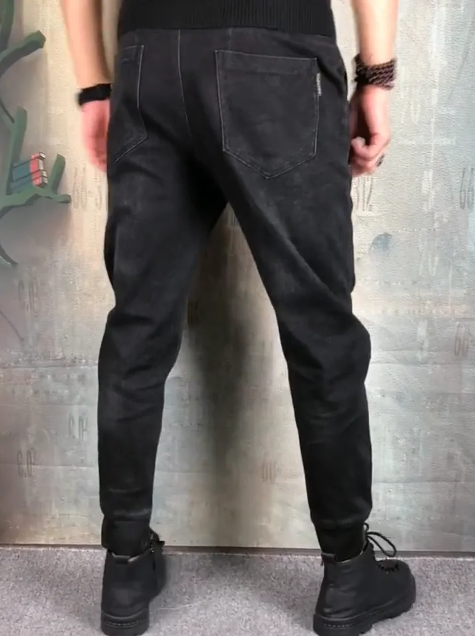 

Мужские джинсы Slim Fit, удобные, модные, стильные, весенне-осенние, новинка, с эффектом потертости, с высокой талией, длинные брюки прямого кроя