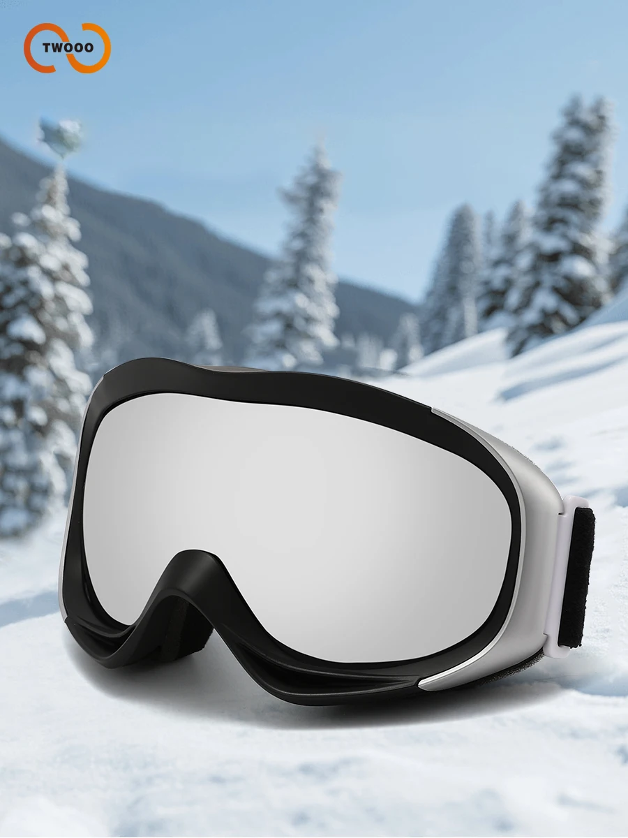 メンズ・レディース兼用 アウトドア 二重層曇り止めスキーゴーグル クロスボーダー球面デザイン PCフレーム シリコンレンズ スノースポーツ