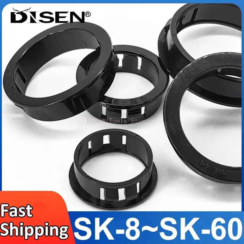 

Черные нейлоновые защелкивающиеся втулки для проводов, зажим для прокладок, пластиковая защитная втулка для проводов, заглушка для выходной втулки для проводов SK-8 ~ SK-60