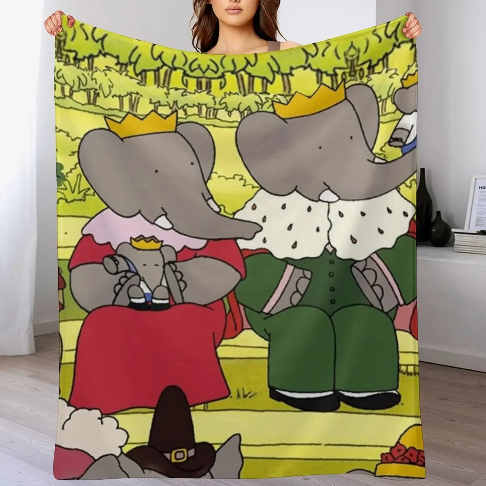 

King Babar queen celeste and the family Throw Blanket Blankets For Sofas Flannel Blankets