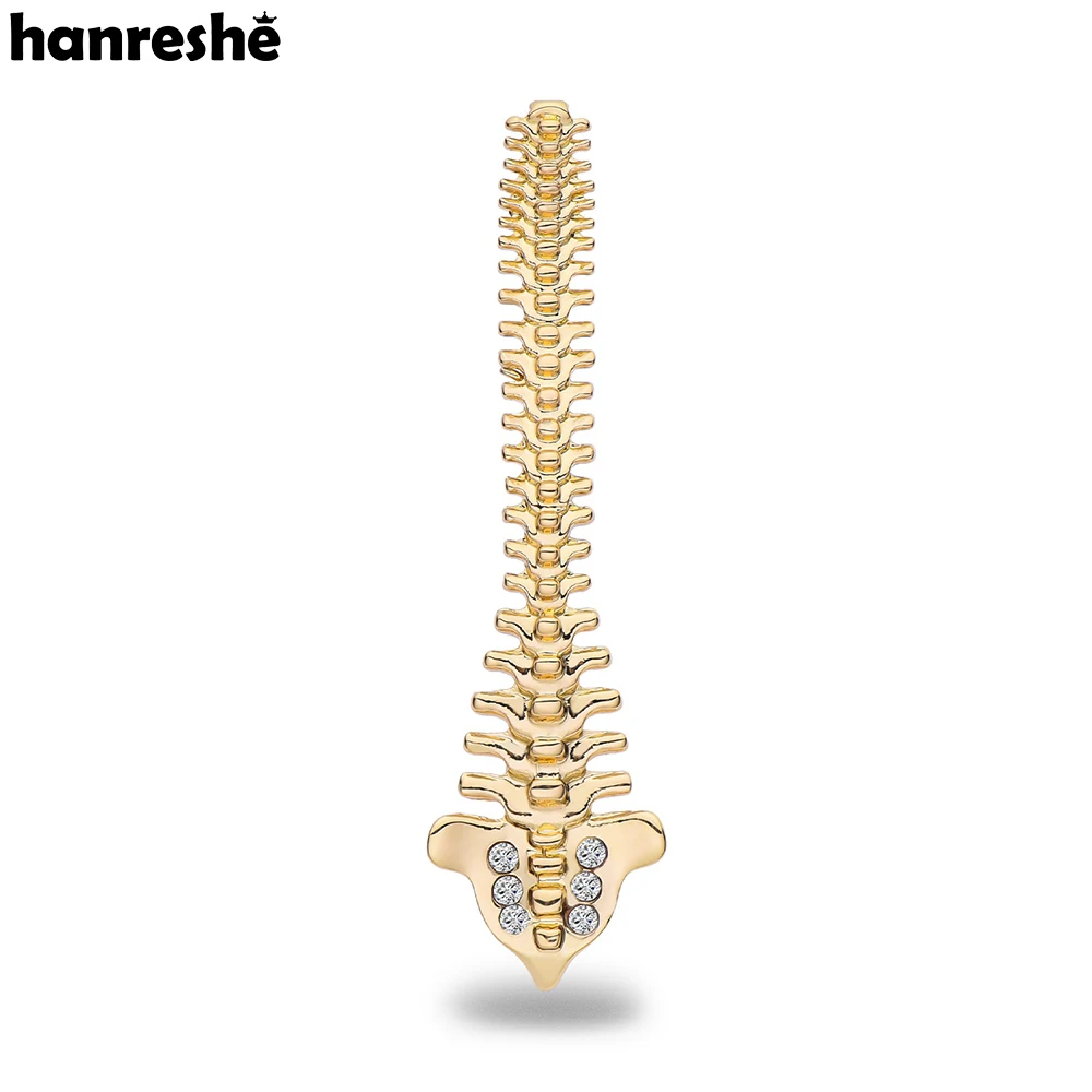 Hanreshe Gold Color Spine Brooch Pins Medical Orthopedic Anatomy Lapel Badge Jewelry for Doctor Nurse Medicine Student