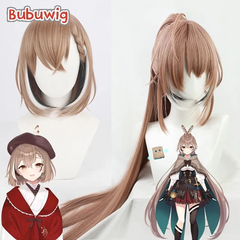 

Bubuwig Synthetic Hair Nanashi Mumei Cosplay Wigs Virtual YouTuber Nanashi Mumei Straight Brown Mixed White Wig Heat Resistant