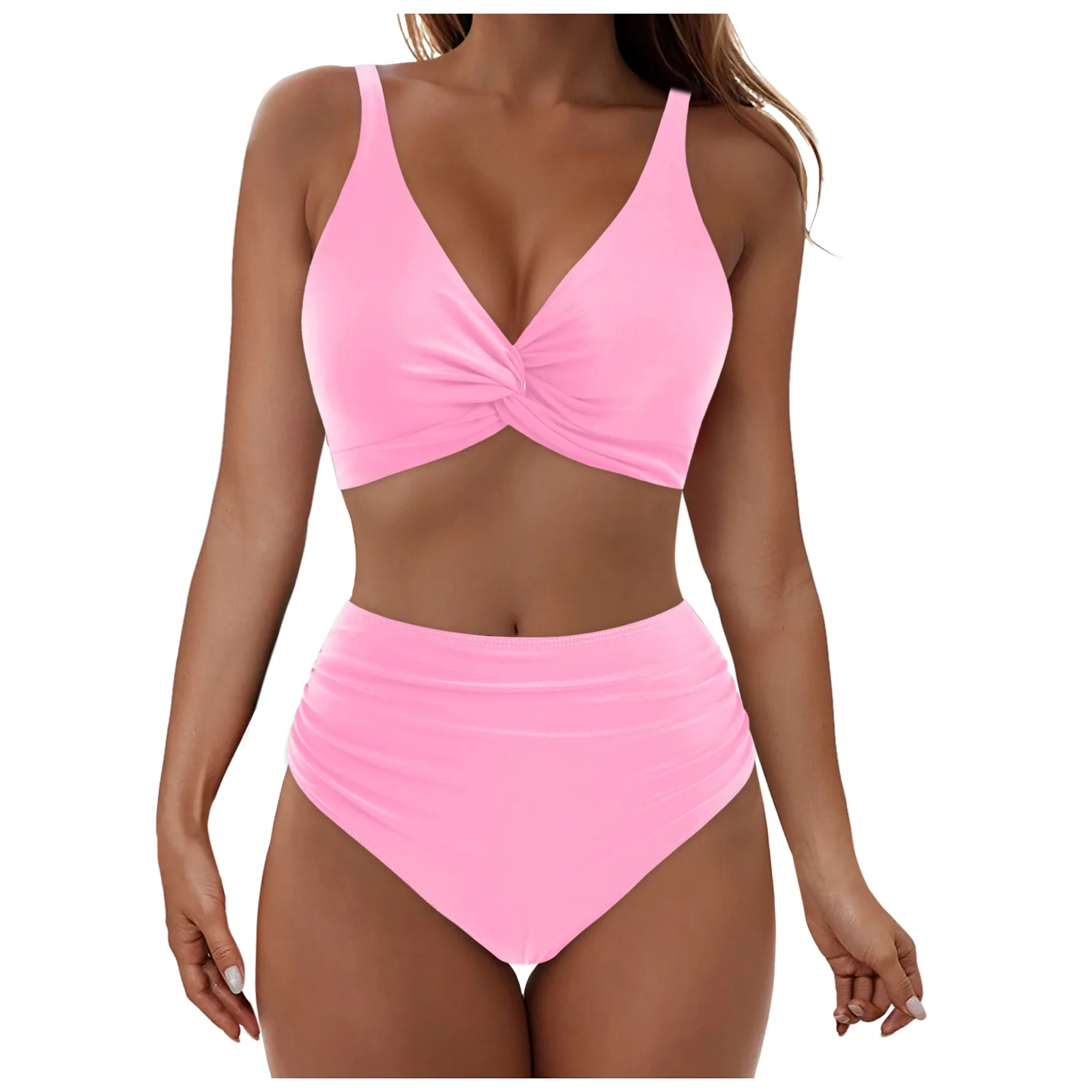 

2026 woman beachwear summer vest shoulder strap swimsuit women's sweet beach vacation two-piece set split swimsuit bikini set
