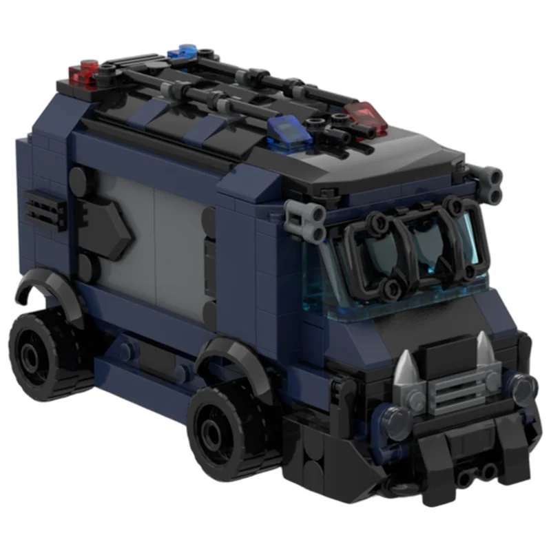 Old Institution Truck MOC Bricks Horror Movie Vehicle Weathered Grille Model DIY Brick Kit Desktop Scene Ornament