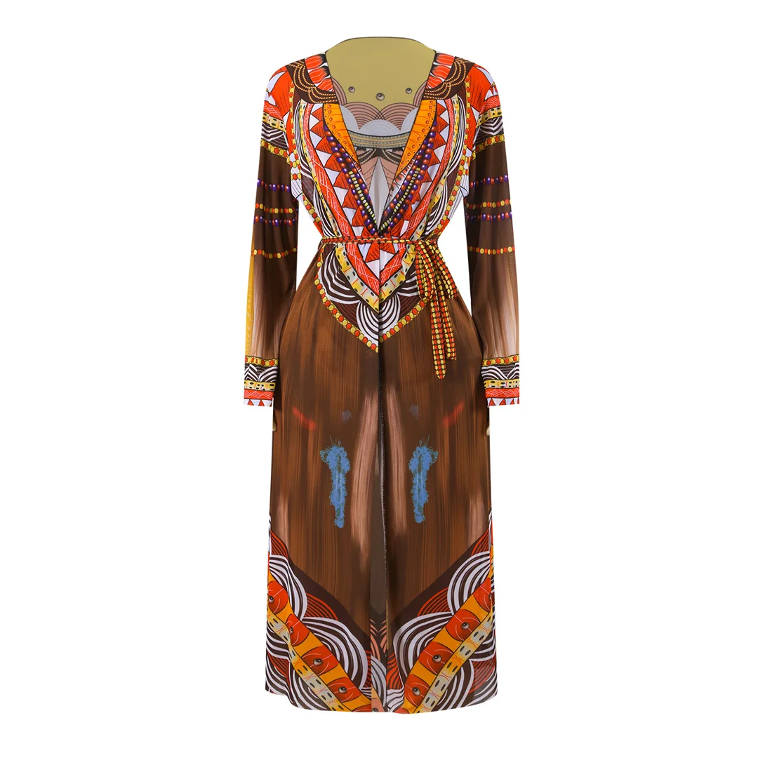 S - XXL 2026 Neues bedrucktes Langarm-Badekleid mit Überwurf, einteiliger Badeanzug für Damen, Badebekleidung, Badeanzug, Schwimmanzug V7346 – Detail 6