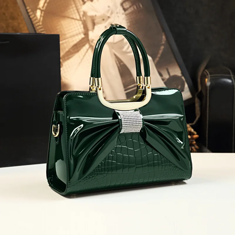 Women Handbag Purses Patent Leather Satchel Handbags For Women Tote Bow Tie Crossbody Bag Shoulder Bag Luxury Designer Handbag